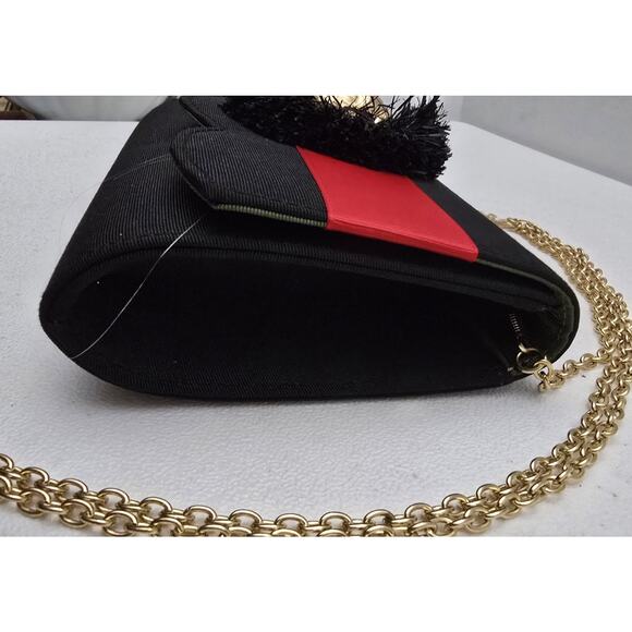 Lisi Lerch Bulldog Raffia Ribbon Purse Black Red Custom MSRP $98 - Picture 5 of 9